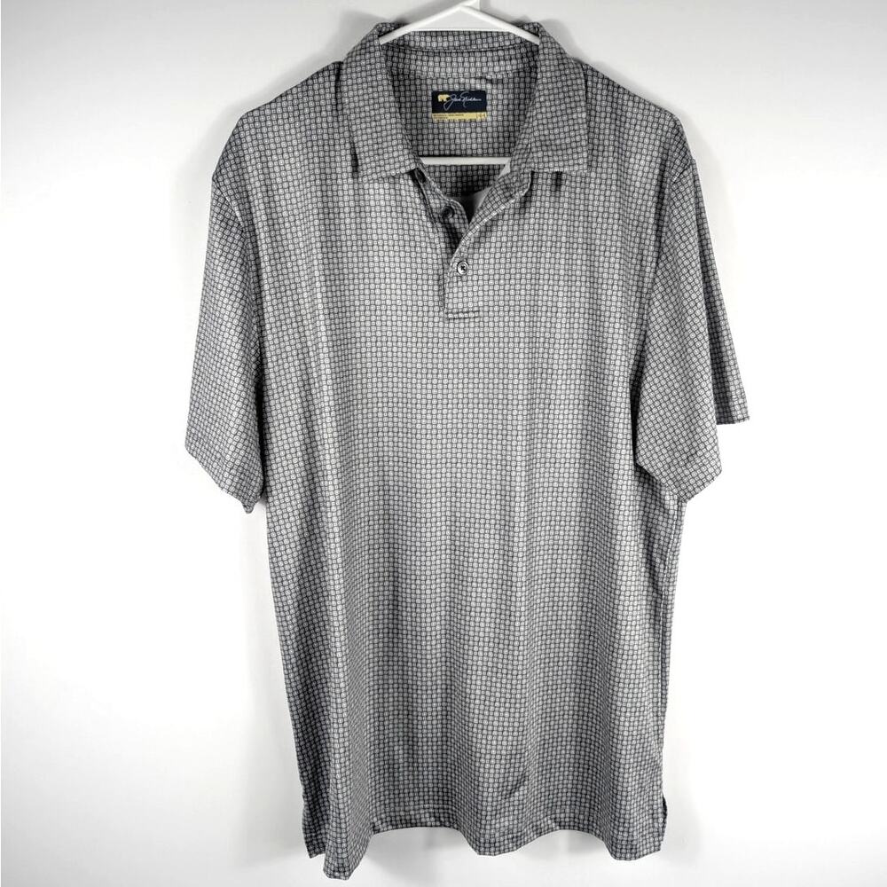 Jack Nicklaus L Performance Polo Shirt Short Sleeve Patterned Stretch Golf Top